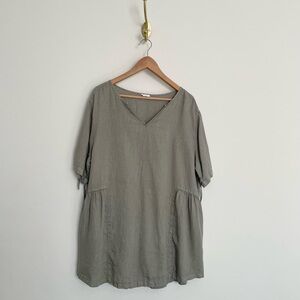 Olive Green 100% Linen Tunic